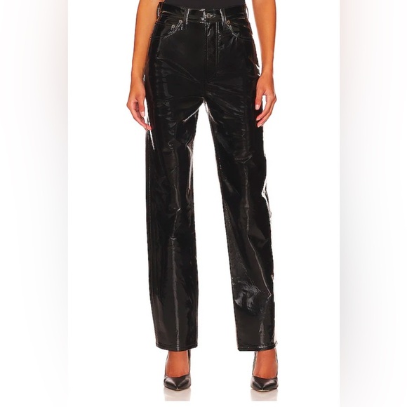 AGOLDE Anthropologie Recycled Leather 90's Pinch Waist Pants - Picture 1 of 6